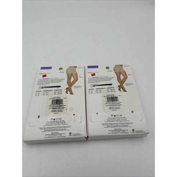2 Packs Hanes Style Essentials Body Shaper Pantyhose Silky Sheer 3X / 4X Nude - Picture 2 of 3